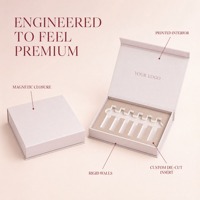 Boîte cadeau rose clair de luxe - Couvercle magnétique, insert découpé sécurisé, design minimaliste pour kits de soins de la peau, emballage de marque