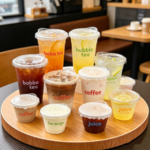 แก้วพลาสติกแบบใช้แล้วทิ้งขนาด 9 ออนซ์ สำหรับร้านกาแฟ พร้อมโลโก้สั่งทำ ขนาด 12/16/24/32 ออนซ์  วัสดุ PET/PP สำหรับเครื่องดื่มเย็น เช่น มิลค์เชค กาแฟ พร้อมฝาและหลอด - Product Image 1