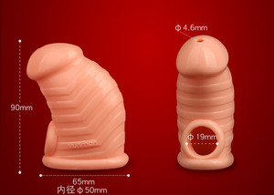 Dispositivo de castidad masculina Kit de jaula de pene de silicona alargada <span class=keywords><strong>con</strong></span> funda de pene Producto sexual - Product Image 6