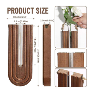 Vaso Decorativo <span class=keywords><strong>in</strong></span> <span class=keywords><strong>Legno</strong></span> per Fiori Secchi e Idroponici, Porta Piante a Forma di U da Appendere per Soggiorno e Cucina - Product Image 4