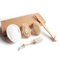 Brosse exfoliante pour le corps, le visage et les pieds en poils de sanglier naturels écologiques avec logo personnalisé, manche long en bambou