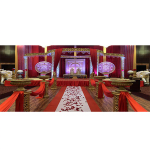 Traditional Hindu Wedding Golden Mandap Set Indian Wedding Mandap Set Manufacturer Wedding Fiber Crystal Mandap for Sale Arizona - Product Image 1