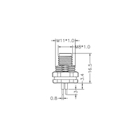 Connecteurs circulaires M8 en acier inoxydable IP67 étanches IEC 61076-2-104 à 4 broches pour montage sur carte PCB automobile, orientation droite, mâle