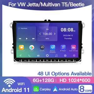 Автомобильный мультимедийный плеер 9 дюймов для <span class=keywords><strong>VW</strong></span> Volkswagen Jetta Multivan <span class=keywords><strong>T5</strong></span> Новый Beetle Android 12 2 Din Carplay GPS Видео Навигация BT - Product Image 3