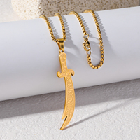 Cuchillo Espada Árabe Scimitar Zulfiqar para Musulmanes, de Acero Inoxidable Chapado en Oro, Joyería de Moda Unisex, Colgante, Collar, Eid