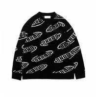 2022 Crewneck Herfst Winter Custom Logo Jacquard Katoen Wol Knitwear Art Custom Gebreide Trui Mannen