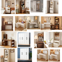 Coiffeuse pliante intégrée de style français avec miroir et armoire de rangement – Table de maquillage compacte en bois pour chambre à coucher