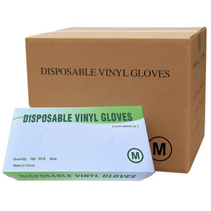 Gants en vinyle jetables, taille moyenne, non médicaux, boîte de 100 pièces, fabriqués en Chine - Product Image 1