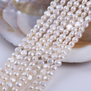 Perles d'eau douce naturelles pour collier DIY, bijoux, 6-7/7-8 mm, accessoire semi-fini avec trou latéral, perles lâches à deux faces, perles légères - Product Image 4