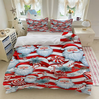 Ensemble de literie personnalisé sur le thème de Noël, imprimé numérique Père Noël et sapin, housse de couette en polyester
