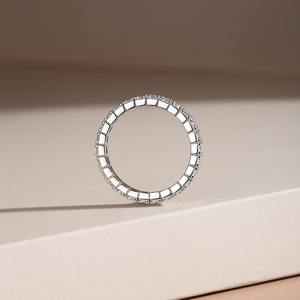 مجوهرات فاخرة خفيفة للنساء من الفضة الإسترلينية 2 من الزيركونيا وخطوبة ووعد بحلقات تنس - Product Image 2