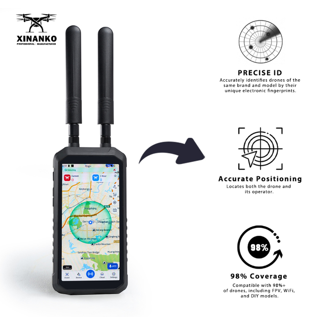 Drone Detector Handheld 3KM Portable FPV UAV Signal Detection Wireless 900MHz,/1.2GHz,/2.4GHz,/5.8GHz/WiFi Drone Detector