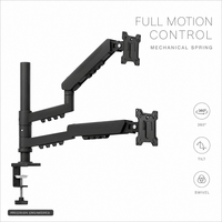 Support double écran pour deux moniteurs, rotation indépendante à 360°, levage 235 mm, fixation sur bureau, pour gaming, bureau et productivité