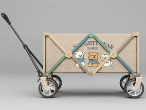 Robuuste, all-terrain 600D Oxford draagbare opvouwbare campingbank, transportkar, opbergwagen voor buitenpicknicks en stranden - Product Image 2