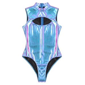 Mens Metallic Bodysuit Leotard Pool Party Swimwear Nightclub Performance Costume Beach Pool <b>Pole</b> <b>Dancing</b> Stage Performance - Product Image 3