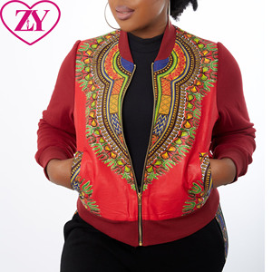Veste Dashiki pour femmes africaines OEM, veste personnalisée, tissu africain, impression à la cire, veste bomber pour femmes - Product Image 1