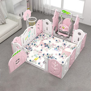 Parc de jeux extérieur pour bébé, clôture de sécurité en plastique pour enfants, parc de jeux pour bébé avec toboggans et balançoires, maternelle - Product Image 5