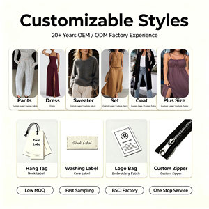 Completo Casual da <span class=keywords><strong>Donna</strong></span> OEM ODM con Colletto Alto, Maniche Corte, <span class=keywords><strong>Pantaloni</strong></span> a Gamba Larga con Coulisse, Set Due Pezzi Traspirante Effetto <span class=keywords><strong>Lino</strong></span> - Product Image 3
