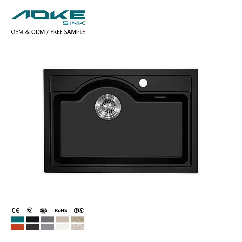 Aoke Factory Custom Wall Mount Granite Tectonite Farmhouse Sink Granite Kraus Stainless Kitchen Sink Apron Sink