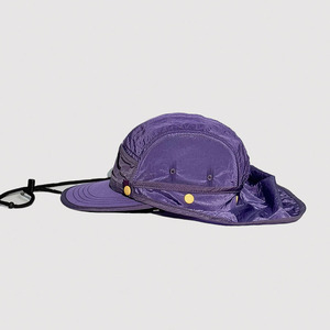 Casquette de course en plein air, idéale pour le trail, le camping, la randonnée en montagne, en polyester, 5 panneaux, visière plate, légère, avec rabat de protection mobile pour le cou - Product Image 5