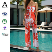 Combinaison sexy à imprimé floral polyvalente 2026 pour vacances en bord de mer, à épaules dénudées, convertible en pantalon de plage