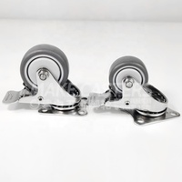 Acier inoxydable SUS 304 316 360 degrés pivotant avec plaque de frein roulette TPR caoutchouc 1.5 "2" pouces gris meubles roulettes muet