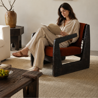 Fauteuil Wabi-Sabi pour salon, fauteuil de détente en bois massif, canapé moderne, fauteuil simple avec rembourrage