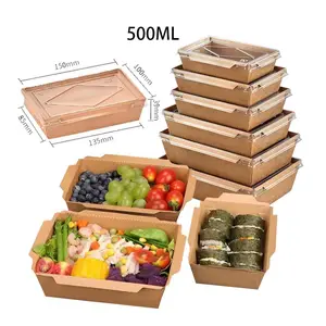 Vente en gros 500ML Boîtes d'emballage en papier alimentaire Carton personnalisé pour riz Chips thermiques chinois Dessert hot dogs repas Boîte à emporter