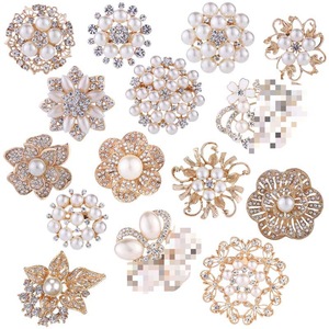 Rose Gold Rhinestone Cristal Flor De Vidro Broches Casamento Nupcial Partido Broche Pinos para Mulheres - Product Image 2