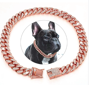लक्जरी ठोस पंख स्टेनलेस स्टील कुत्ते कॉलर और पट्टा किट के साथ चोक नेकलेस बैली लिंक क्यूबन श्रृंखला - Product Image 5