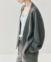 Nouvelle Arrivée - Ensemble Pull et Cardigan en Cachemire Recyclé pour Femme, Design Personnalisé, Élégant, Gris, en Alpaga, Coupe Ample