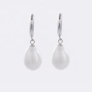 hawaiian earrings jewelry pearl 925 sterling silver Oval Cultured pearl earrings bride