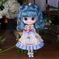 Ensemble de tenue pour poupée BJD Blyth ICY DBS 1 6, comprenant une robe bleue, blanche et rouge avec nœud et un chapeau, DIY pour poupées de mode Azone OB24
