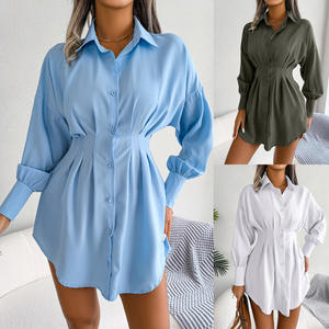 Robe chemise moulante à manches lanternes style INS, nouvelle collection printemps, décontractée, pour femme, vente transfrontalière - Product Image 6