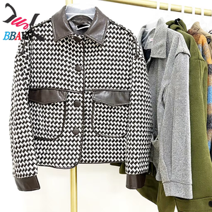 เสื้อโค้ทลายสก็อตหรูหราขายส่งแบบยกมัด เสื้อโค้ทขนสัตว์แบบหน้าเดียวสั้นๆ มือสองสำหรับผู้หญิง คละแบบ - Product Image 1