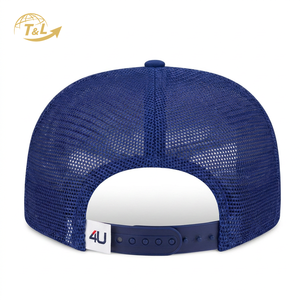 Gorra Trucker de Malla 4U GEAR, 6 Paneles, Visera Plana, Cierre a Presión, Transpirable, Ajustable, Unisex, Casual, Azul con Relieve, para las Cuatro Estaciones - Product Image 4