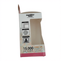 Boîte en carton pliable personnalisée, écologique et recyclable pour ampoules, emballage de lampe LED rose avec fenêtre, pour vente au détail suspendue