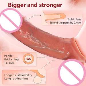 Sicherer Weicher Wasserdichter Silikon Realistischer Dildo-Kondom für Männer zur Verzögerung der Ejakulation Penis-Hülle Verlängerung Sexspielzeug - Product Image 3