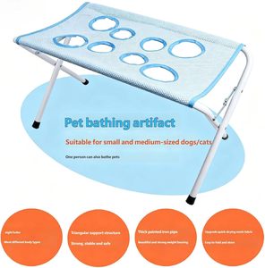 Foldable Metal Pet Grooming <b>Table</b> Dog <b>Bath</b> Stand Anti Scratch Anti Bite Hammock Bed for Bathing - Product Image 5