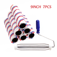 Prix bas – Manchon de rouleau de peinture en polyester à rayures rouges et bleues de 9 pouces pour bricolage et usage industriel, avec cadre de cage, montage facile, outil de peinture, fourniture en gros OEM