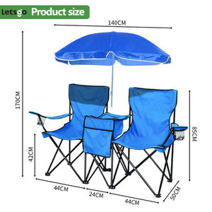 <span class=keywords><strong>Chaise</strong></span> <span class=keywords><strong>de</strong></span> camping et <span class=keywords><strong>de</strong></span> plage pliante légère et portable pour deux personnes avec parasol intégré, idéale pour la pêche et les activités <span class=keywords><strong>de</strong></span> plein air – Meilleure vente - Product Image 3