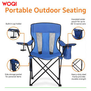เก้าอี้พับแคมป์ปิ้ง Woqi โครงอะลูมิเนียม ผ้า Oxford สีฟ้าพีค็อก พร้อมกระเป๋าเก็บความเย็น สำหรับใช้งานกลางแจ้ง - Product Image 4