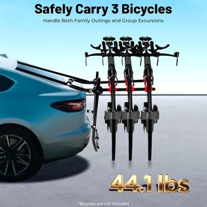 Portabicicletas de <span class=keywords><strong>Maletero</strong></span> para 3 Bicicletas, Soporte para Bicicletas de <span class=keywords><strong>Coche</strong></span> con Correas de Liberación Rápida, Ajuste Universal para Sedán, SUV y Hatchback - Product Image 2