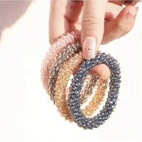 Bracelet perlé élastique de chouchous de cheveux de cristal à la mode de vente chaude