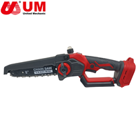 Gergaji Rantai Listrik Lithium Mini UM Berkualitas Tinggi 21V 8 inci untuk Memotong Kayu, Gergaji Rantai Lithium Genggam Tanpa Baterai dan Pengisi Daya