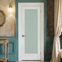 Porte intérieure pré-montée en MDF blanc avec panneau en verre dépoli, à cœur plein, à battant manuel, pour salle de bain et villa
