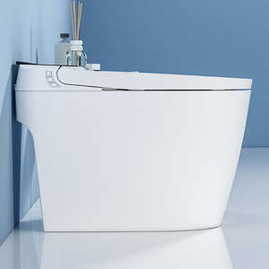 Vente en gros usine <span class=keywords><strong>WC</strong></span> intelligent en céramique à poser au sol, avec siège chauffant, lavage arrière, chasse d'eau automatique, capteur radar, télécommande, S-trap - Product Image 4