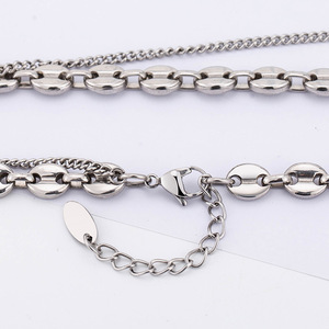 Yunnique – collier en acier inoxydable avec chaîne en forme de grains de café, superposé, pour hommes et femmes, bijoux à la mode - Product Image 4