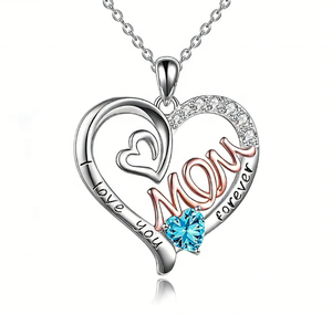Collier Cœur Maman avec 12 Pierres de Naissance - Bijou Pendentif Personnalisé <span class=keywords><strong>Famille</strong></span> Mère - Acier Inoxydable Doré - Product Image 4