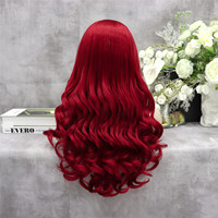 Perruques en cheveux synthétiques résistants à la chaleur Futura Swiss Lace 24inch Celebrity couleur rouge vague pre-plucked Natural Hairline
